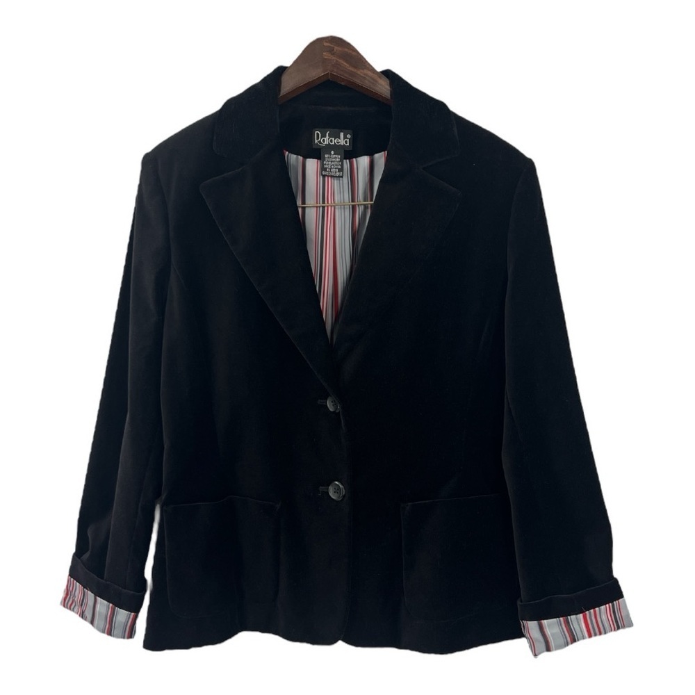 Rafaela Velvet Two Button Black Y2K Stretch Blazer SZ 6 New